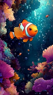 小丑鱼悠游于缤纷海底世界