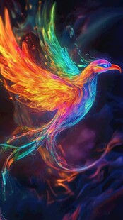 梦幻炫彩凤凰振翅飞舞