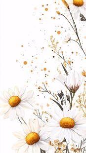 白色雏菊花卉装饰图案
