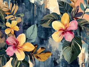 热带花卉抽象艺术图案