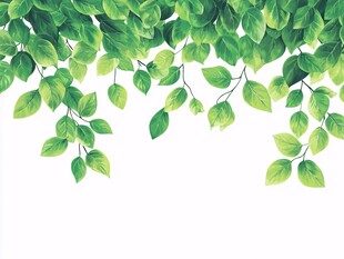 翠绿树叶垂挂装饰图案