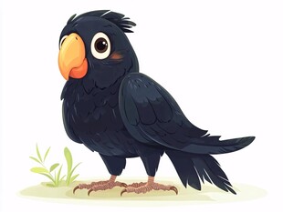 卡通黑鹦鹉站立姿态图