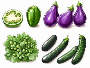 多样蔬菜插画展示