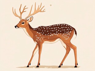 优雅斑点鹿插画