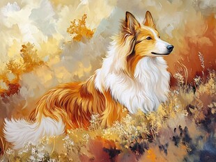 秋日中的苏格兰牧羊犬