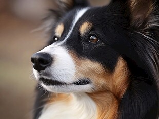三色牧羊犬的优雅侧颜