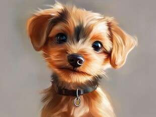 可爱约克夏小狗萌态特写