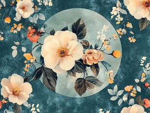 复古花卉图案背景设计