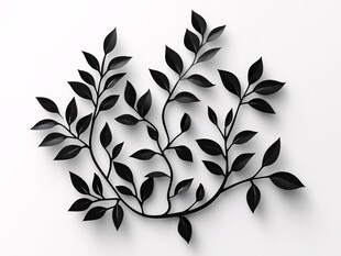 黑色枝叶装饰图案设计