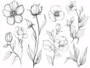 花卉手绘线稿素材集合