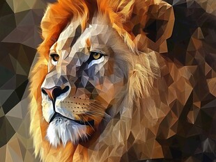 多边形风格的威严狮子