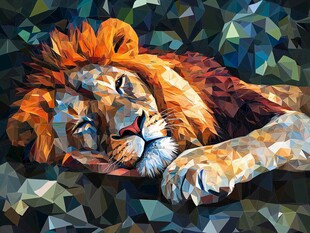 卧躺雄狮的几何艺术画作