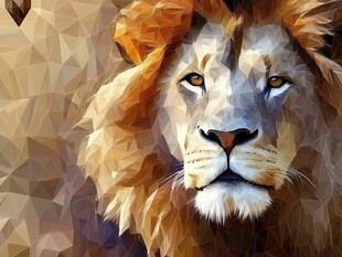 几何风格雄狮肖像画