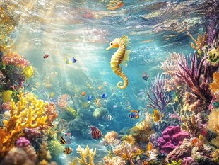 梦幻海底世界中的海马精灵