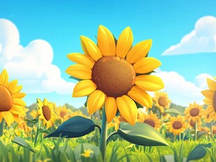 向日葵花海的梦幻风景