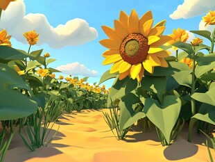 向日葵花田的梦幻风光