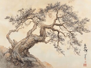 苍松傲立图
