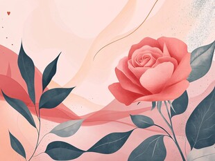 浪漫粉玫瑰插画背景图