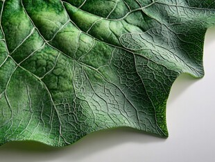 翠绿叶片的细腻纹理特写