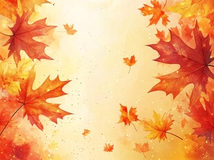 秋日枫叶浪漫水彩背景