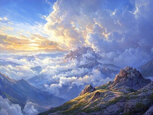 云海中的壮丽山景