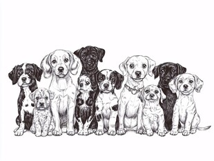 可爱小狗们的黑白萌照