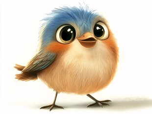 可爱毛茸茸小鸟卡通形象
