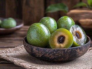 碗中鲜绿诱人的青梅果实