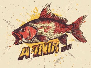 复古风红鱼图案设计