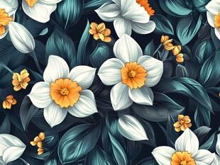 水仙花卉图案 清新雅致