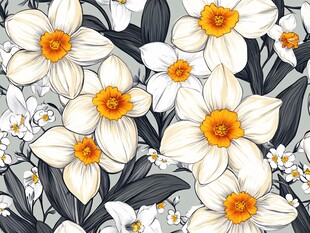 水仙花卉无缝图案设计