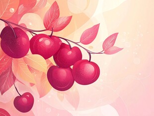 红樱桃挂枝 秋日浪漫氛围