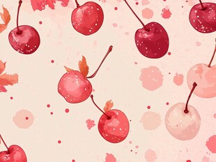 水彩樱桃图案背景设计