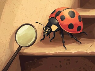 放大镜下的瓢虫特写