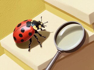 放大镜下的瓢虫特写