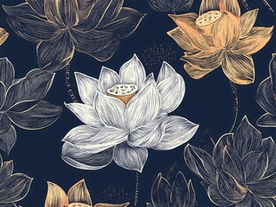 复古风莲花图案精美绘制