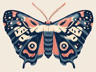 梦幻花纹蝴蝶插画图案