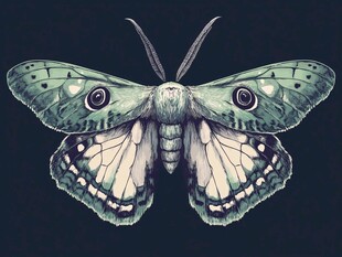 绿纹大眼蛾插画艺术图