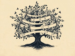 家族树插画带姓名横幅