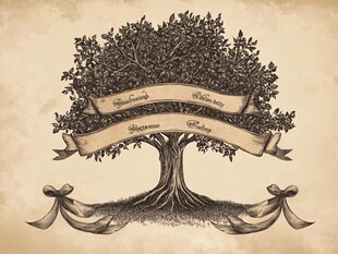 复古家族树装饰插画
