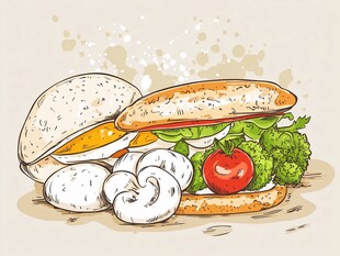 美味三明治与新鲜食材