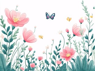 春日繁花间的蝶舞图景