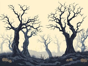 阴森枯树林景观