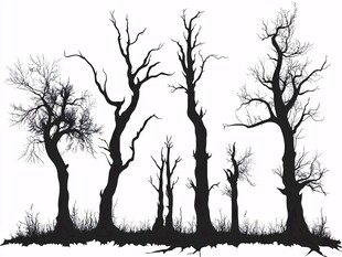 枯树剪影 展现萧瑟景象