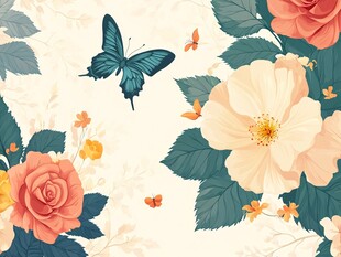 蝶舞花丛间的浪漫景致