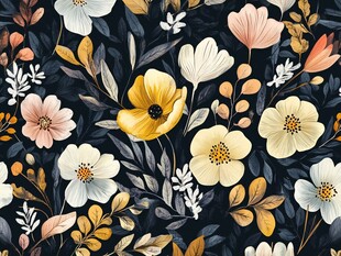 深色背景花卉图案设计