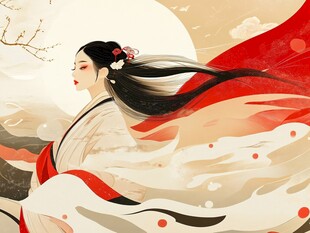 古风女子月下飘逸之姿