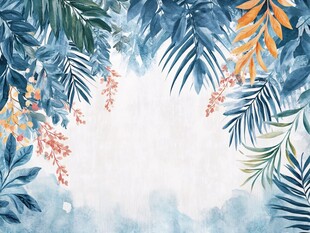 水彩风热带植物边框背景