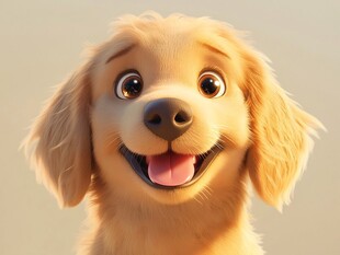 可爱萌趣的卡通金毛犬