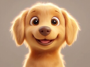 可爱萌趣的卡通金毛犬